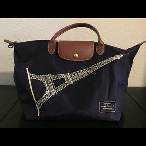 Longchamp le pliage tote with Eiffel Tower
